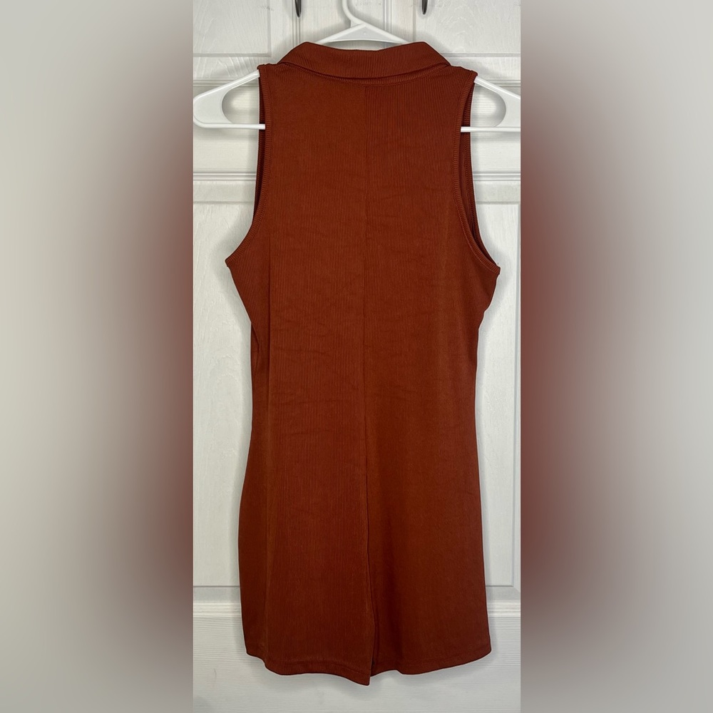 SHEIN Button Up Front Rib-Knit Romper - Picture 2 of 3